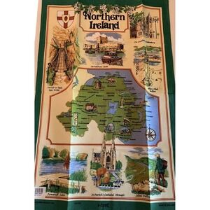 Vintage Northern Ireland Linen Tea Towel Wall Hanging 28.5x19